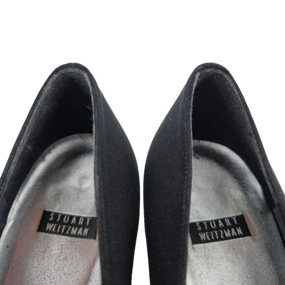 Stuart Weitzman Black Plissé Fabric Formal Pumps Womens 8.5AAA Dress Shoes Heels - Picture 8 of 14